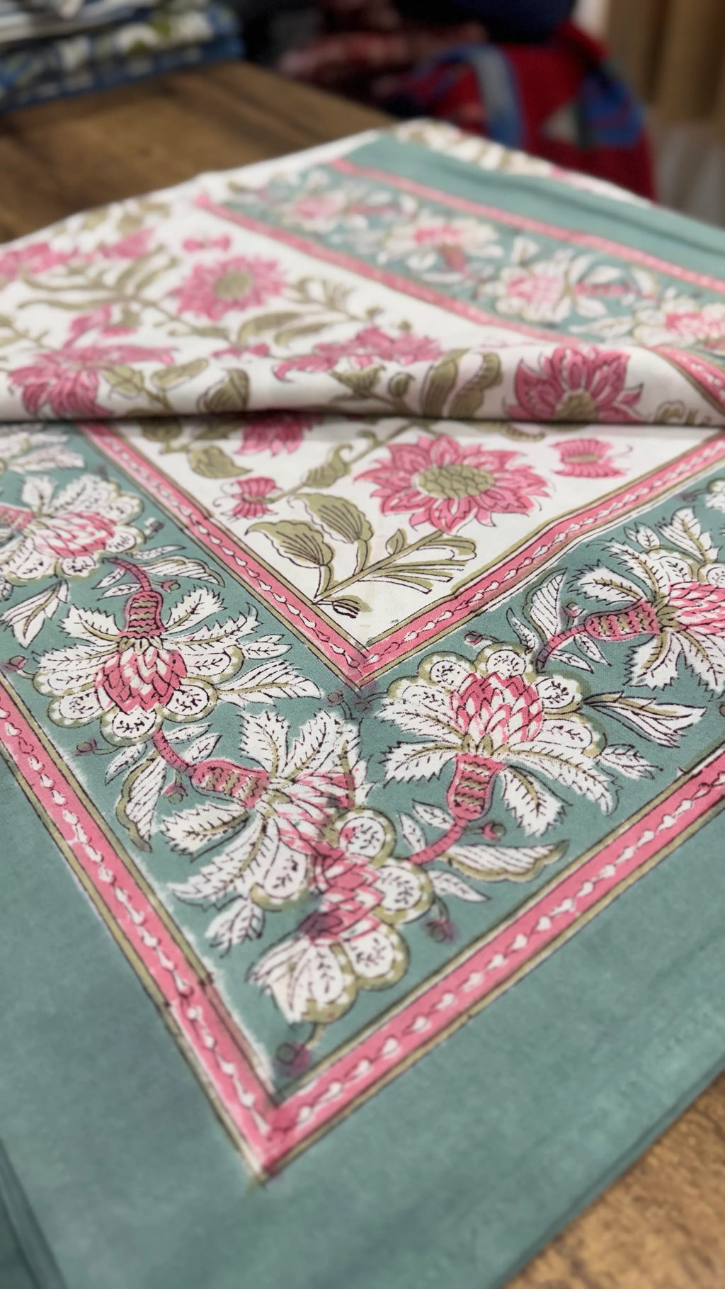 block-printed Organic Cotton Bedsheet & Pillow Cover Set in floral