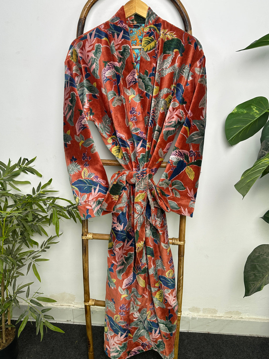 Velvet Women Kimono Robe | Boho Dressing Gown Reversible With Lining | Womens Clothing Bridal Robe Spa Gift For Her, Smoking Jacket For Her