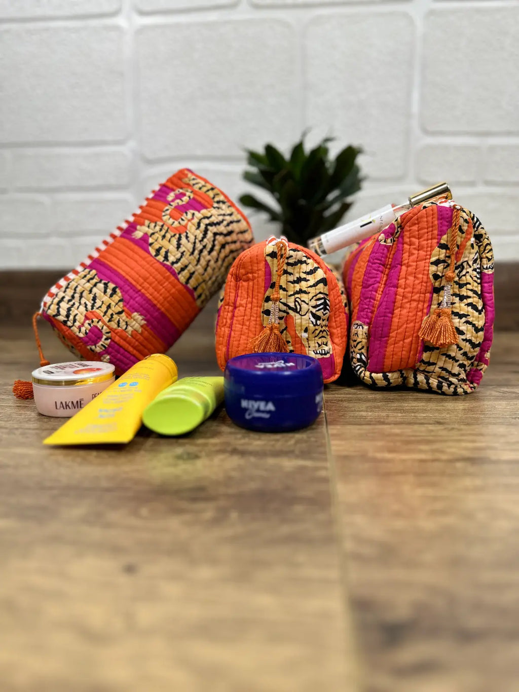 Block Print Toiletry & Makeup Bag | Quilted Wash Bag