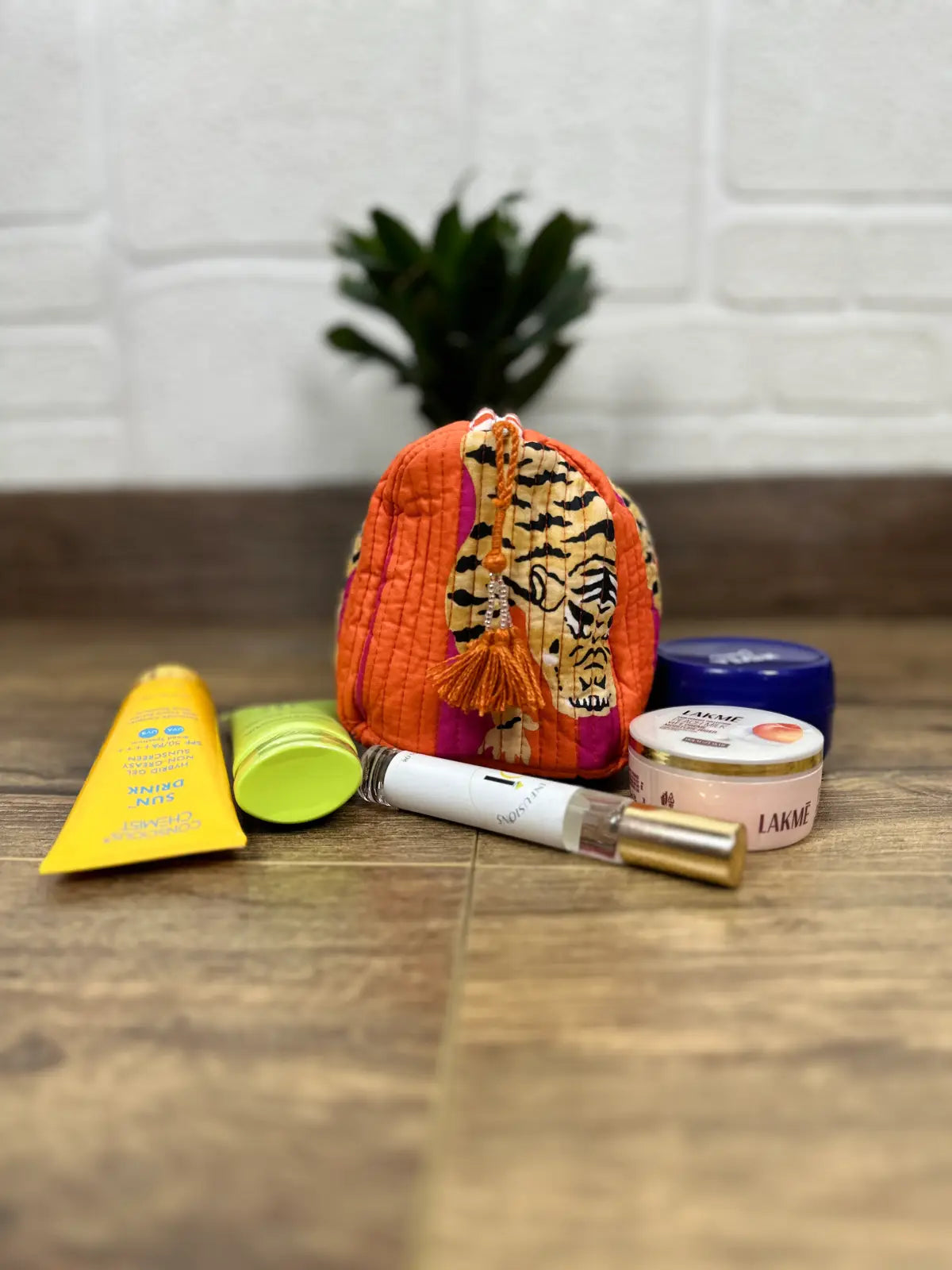 Block Print Toiletry & Makeup Bag | Quilted Wash Bag