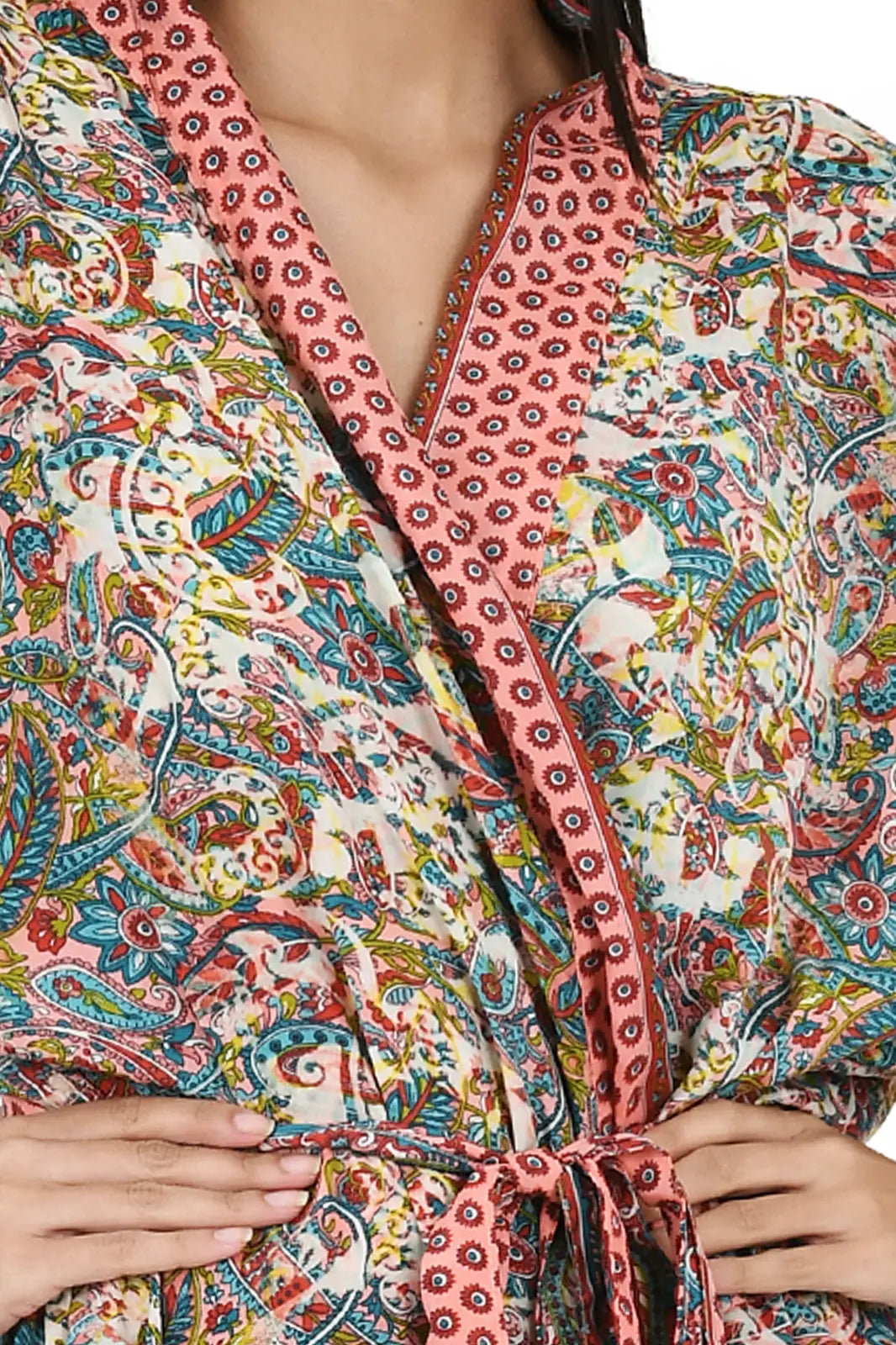 Silk Sari Women Kimono Cami Set | One Size Ivory Pink Blue House Robe