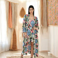 Women's Silk Kimono & Cami Set in ivory pink floral