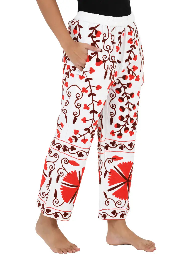 Women's Suzani embroidered Harem Pants in floral with pockets