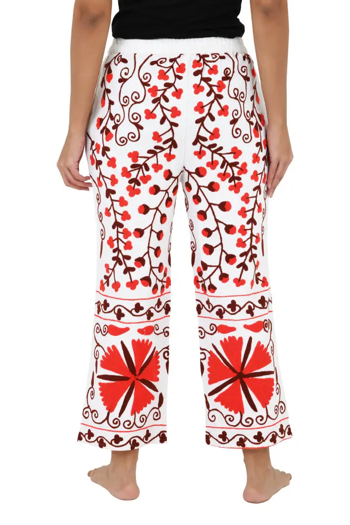 Women's Suzani embroidered Harem Pants in floral with pockets