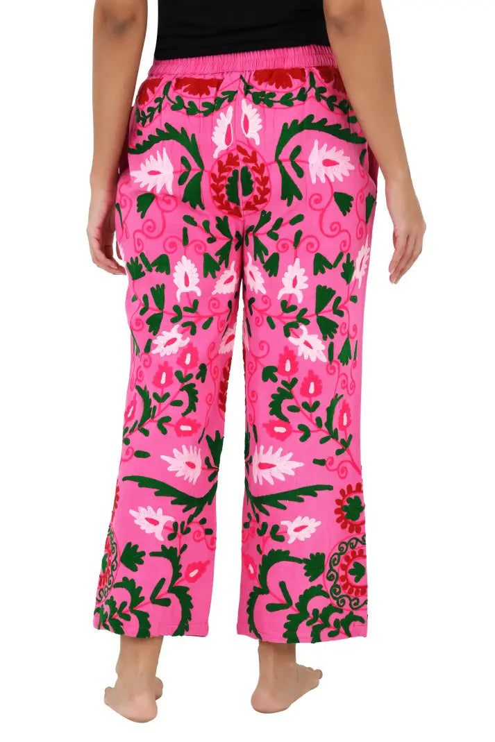 Women's Suzani embroidered Harem Pants in floral with pockets
