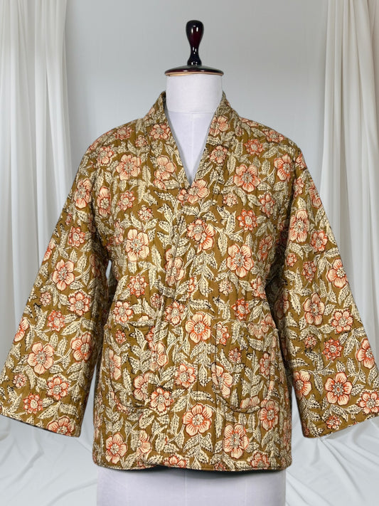 Cotton Quilted Reversible Women Jacket | Free Spirit Bohemian Charm Floral Coat | Earthy Vibes Warm Cozy Fall Winter Outerwear, Gift for Her