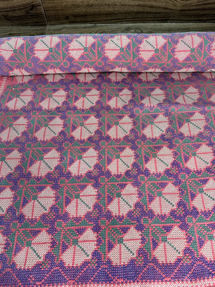 Handgewebter Dhurrie-Teppich aus Baumwolle im Vintage-Stil, 1,8 x 1,2 m