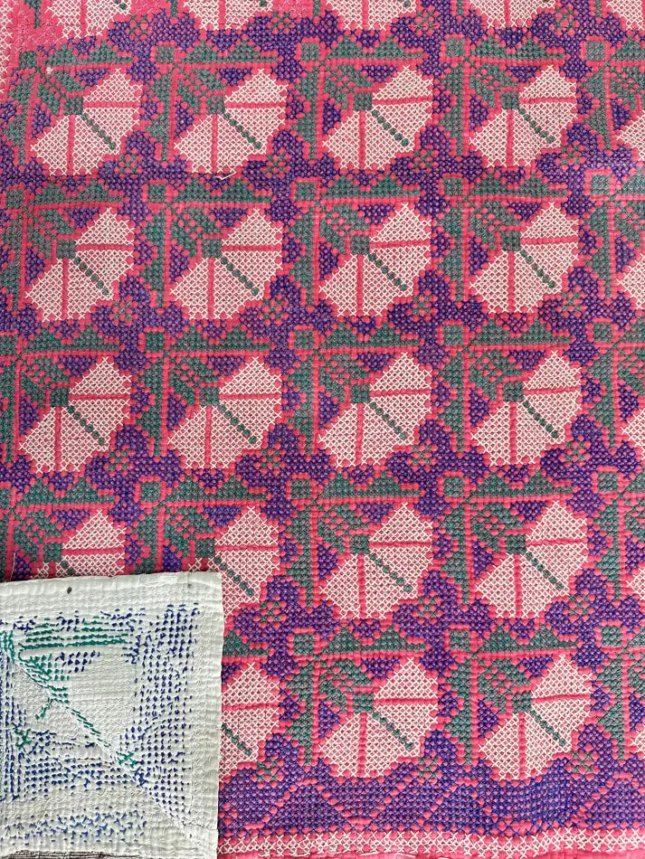 Handgewebter Dhurrie-Teppich aus Baumwolle im Vintage-Stil, 1,8 x 1,2 m