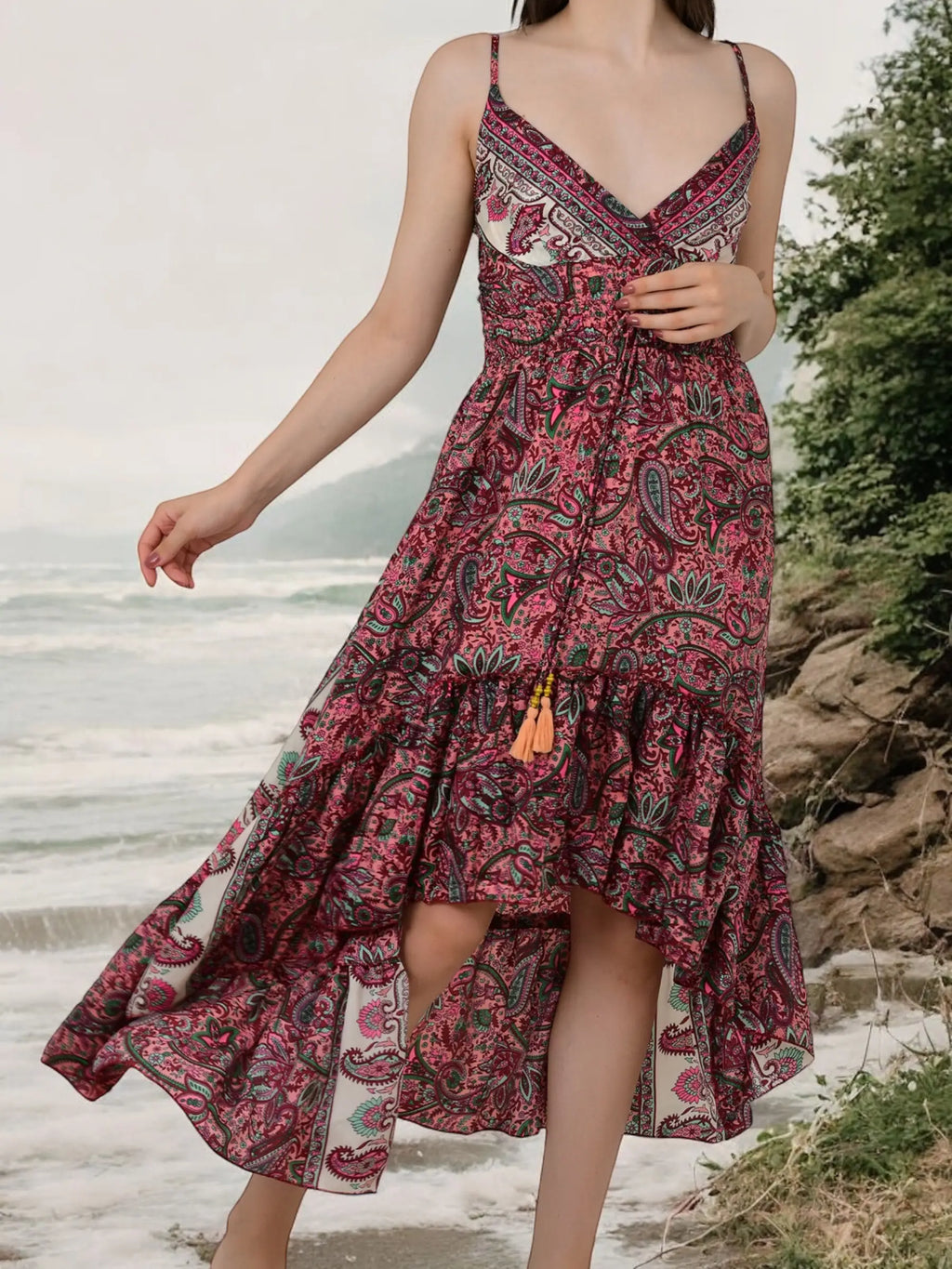 Women's Silk Maxi Dress in floral