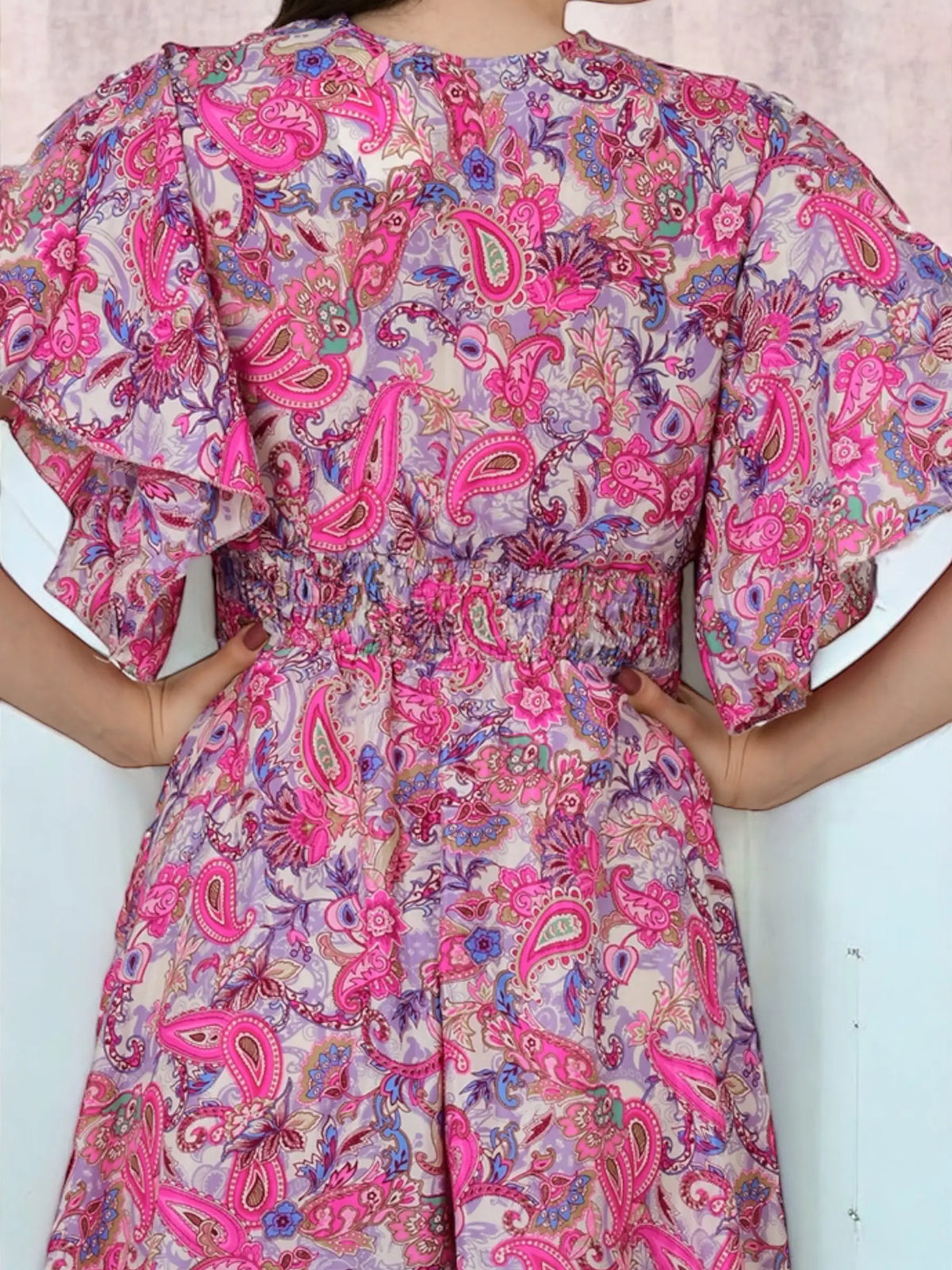 A Line Silk Blend Dress, V Neck Short Sleeve Wedding Guest Dress , Graceful Long Silky Midi Dress, Evening Cocktail Pink Dress, Gift for Her