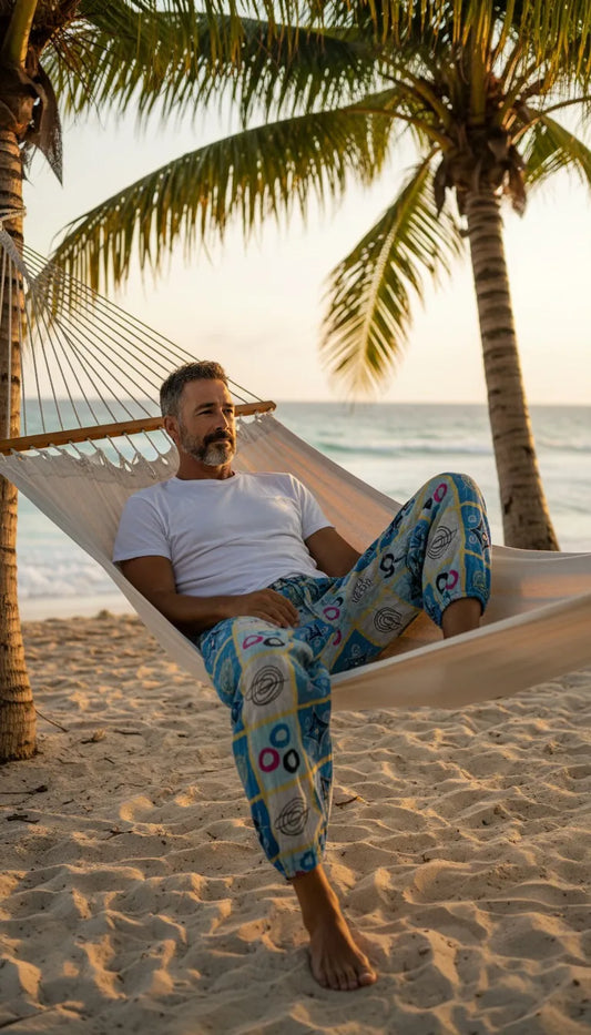 Unisex Boho Vintage Pajama Soft Breathable Comfortable Loungewear, Lightweight Comfy Sleepwear