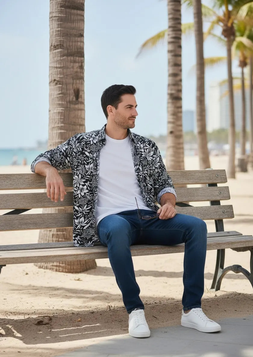 Men's Silk Blend Long-Sleeve Shirt