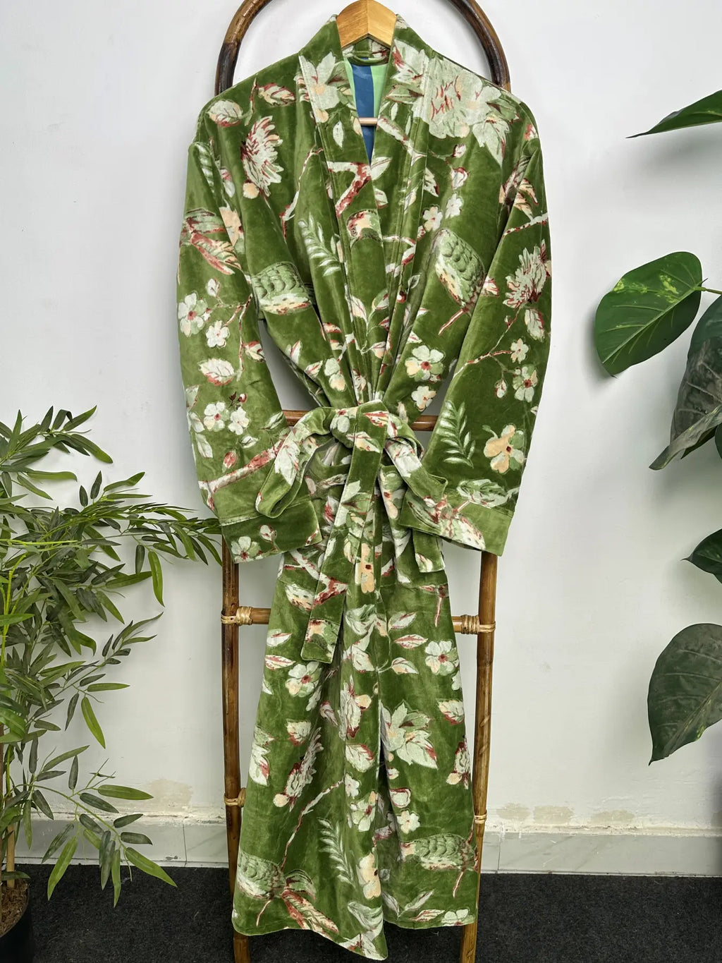 Velvet Womens Kimono | Boho Reversible Dressing Gown with Lining, Bridal Robe & Women's Clothing | Spa Gift for Her, Smoking Jacket for Her