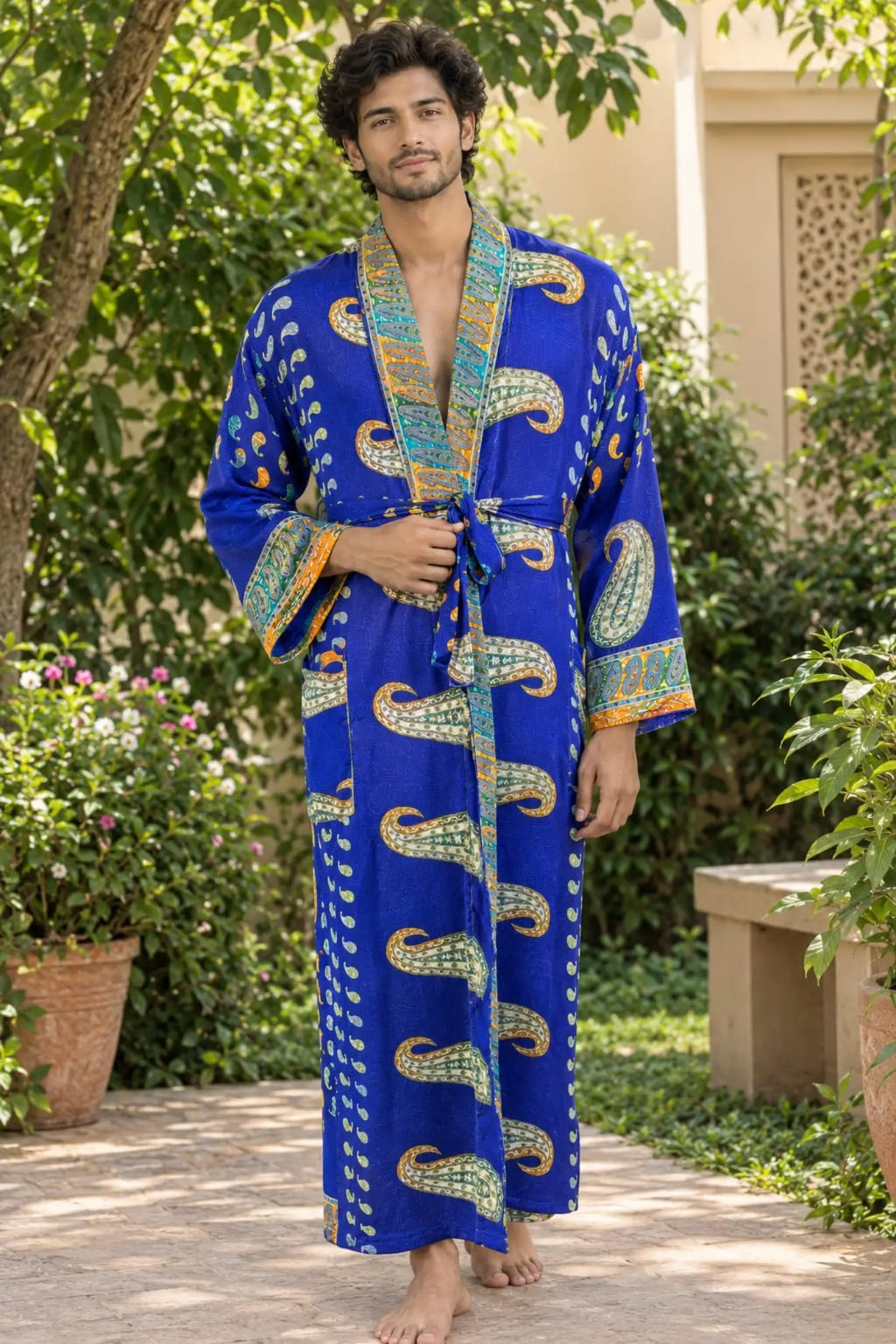 Silky Soft Mens Kimono Robe | Masculine Elegant Classic Sustainable Vintage House Robe gift, Timeless Comfy Lounge Beach Cover Up, Nightwear