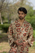 Unisex Cotton Kimono Robe in geometric