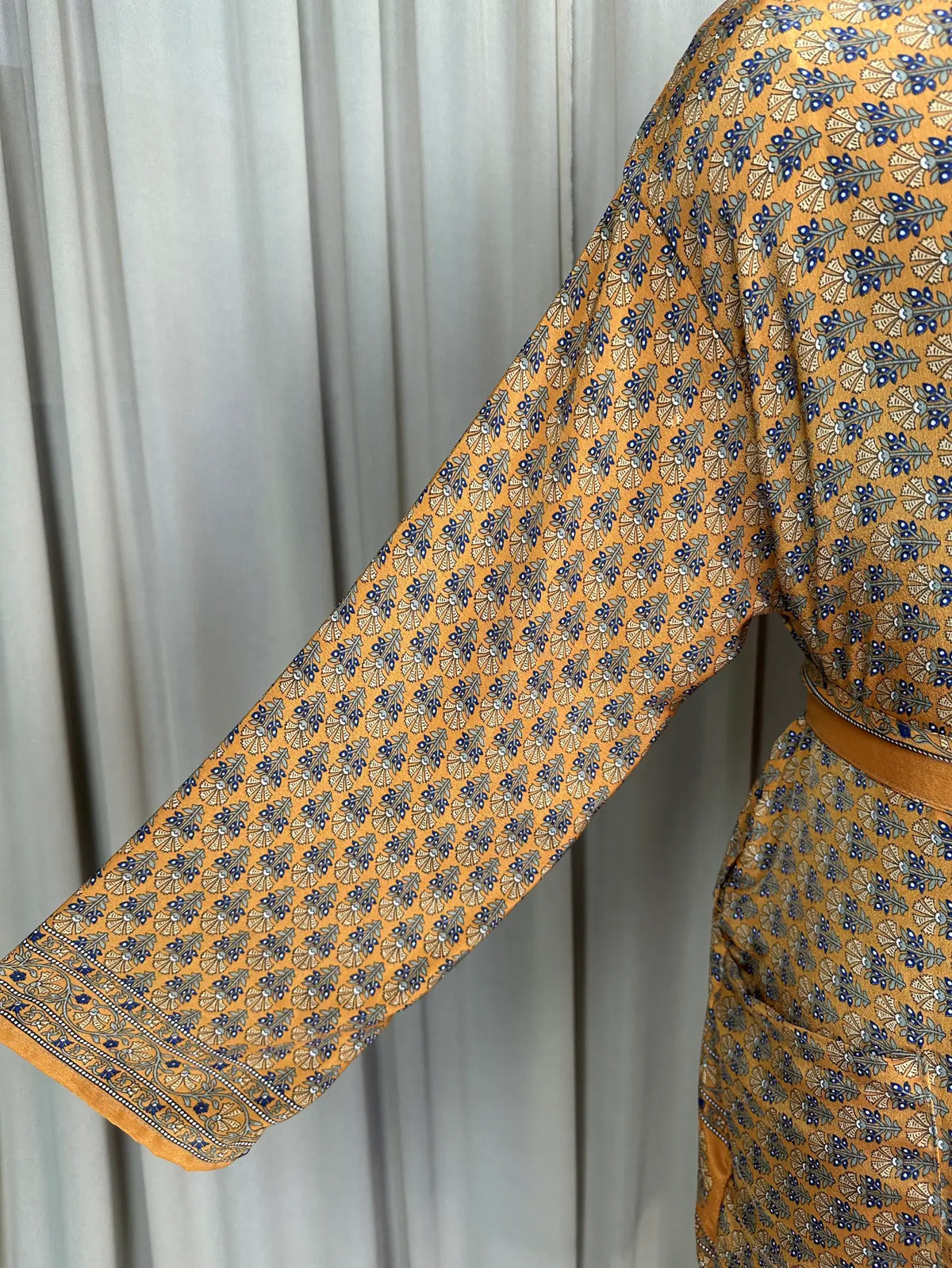 Silky Soft Menâ€™s Kimono Robe | Masculine Elegant Classic Sustainable Vintage House Robe gift, Timeless Comfy Lounge Beach Wear Yellow Floral