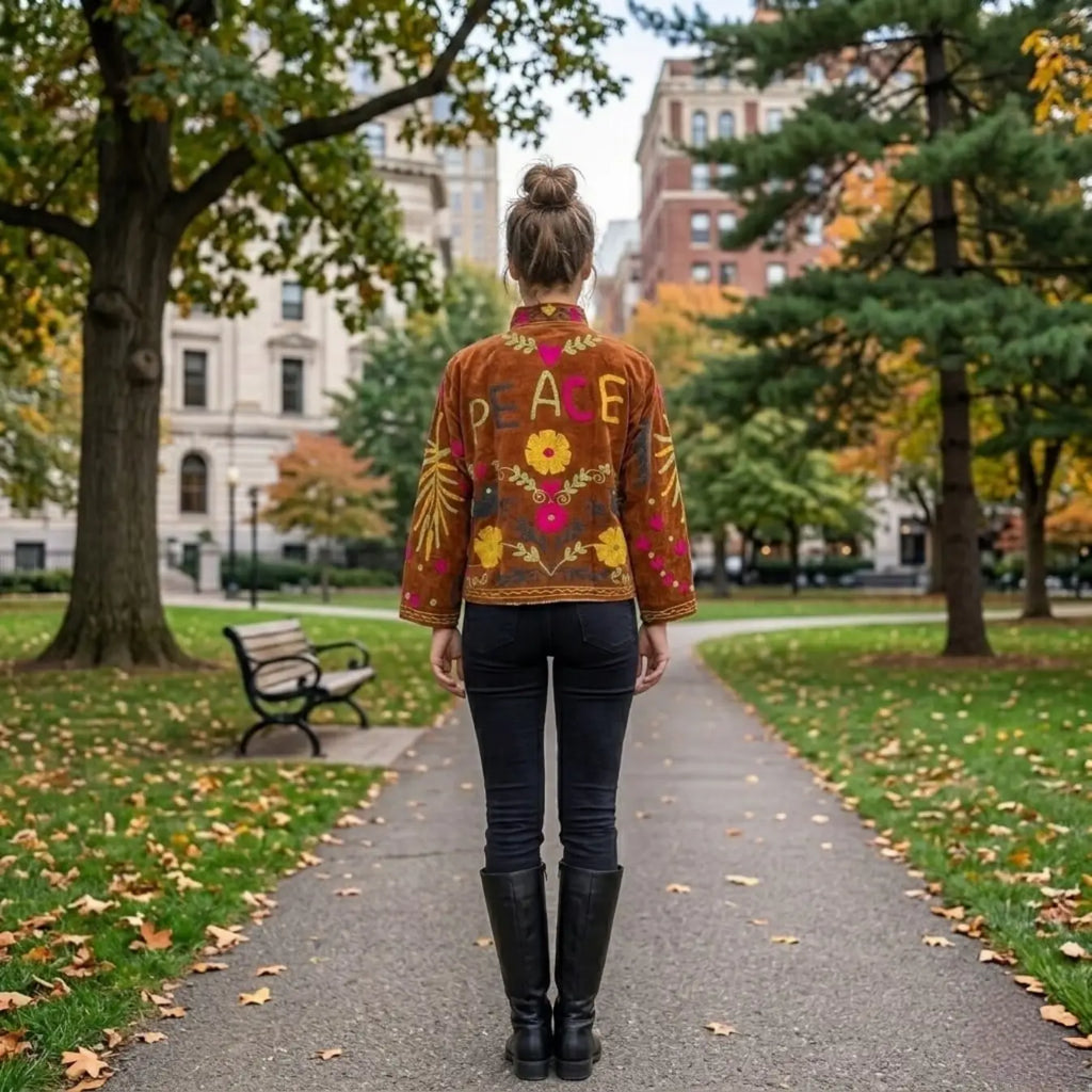 Women's Suzani embroidered Velvet Jacket