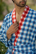 Men's Cotton Kimono Robe in geometric