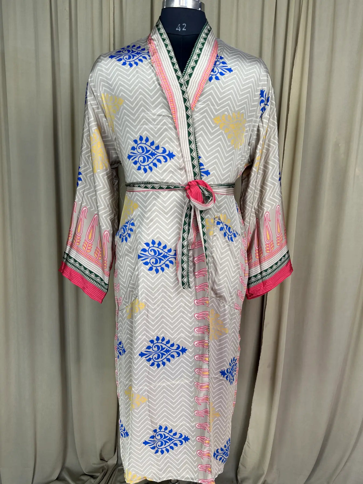 Silky Soft Menâ€™s Kimono Robe | Masculine Elegant Classic Sustainable Vintage House Robe gift, Timeless Comfy Lounge Beach Wear Beige Floral