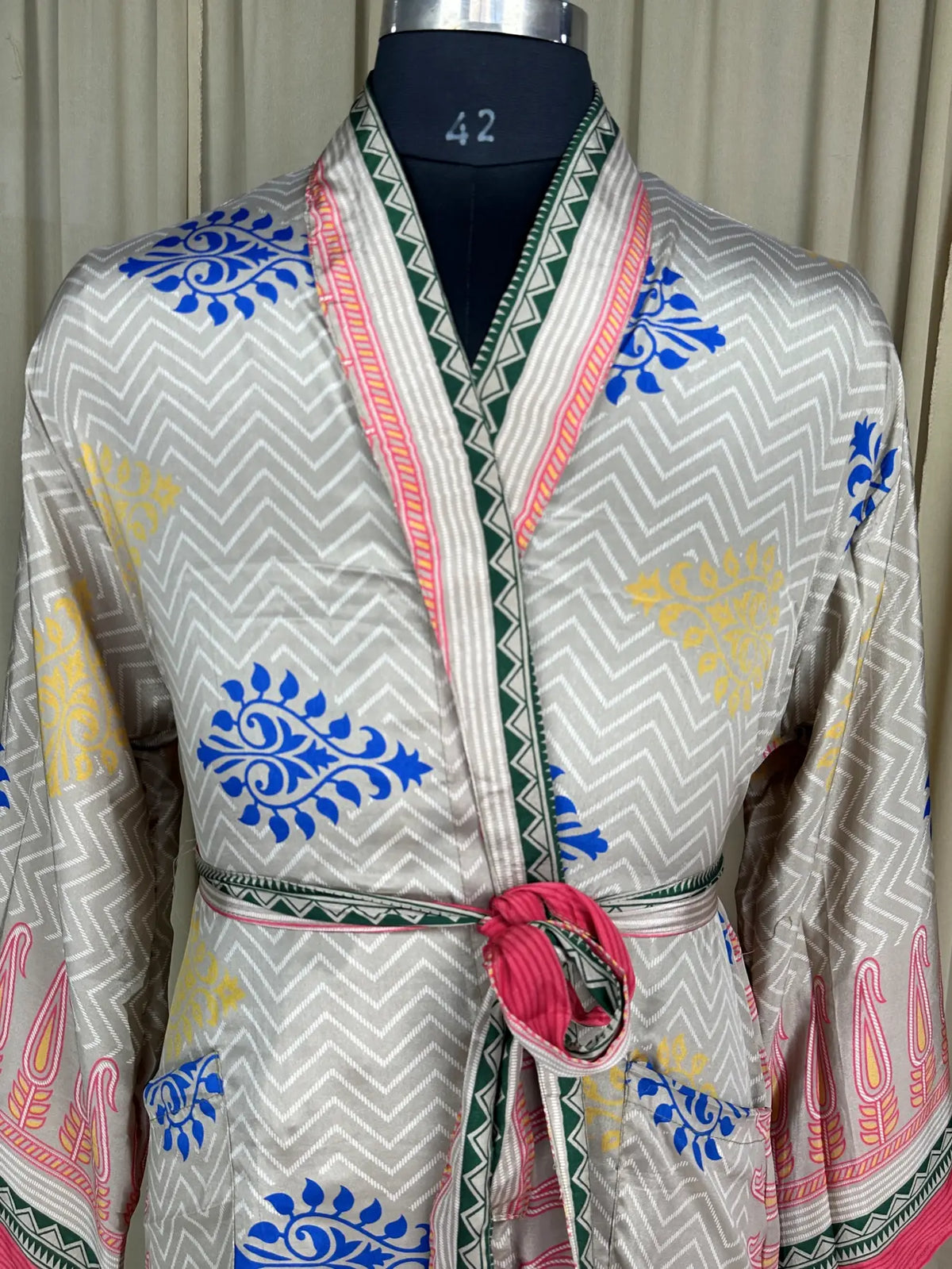 Silky Soft Menâ€™s Kimono Robe | Masculine Elegant Classic Sustainable Vintage House Robe gift, Timeless Comfy Lounge Beach Wear Beige Floral