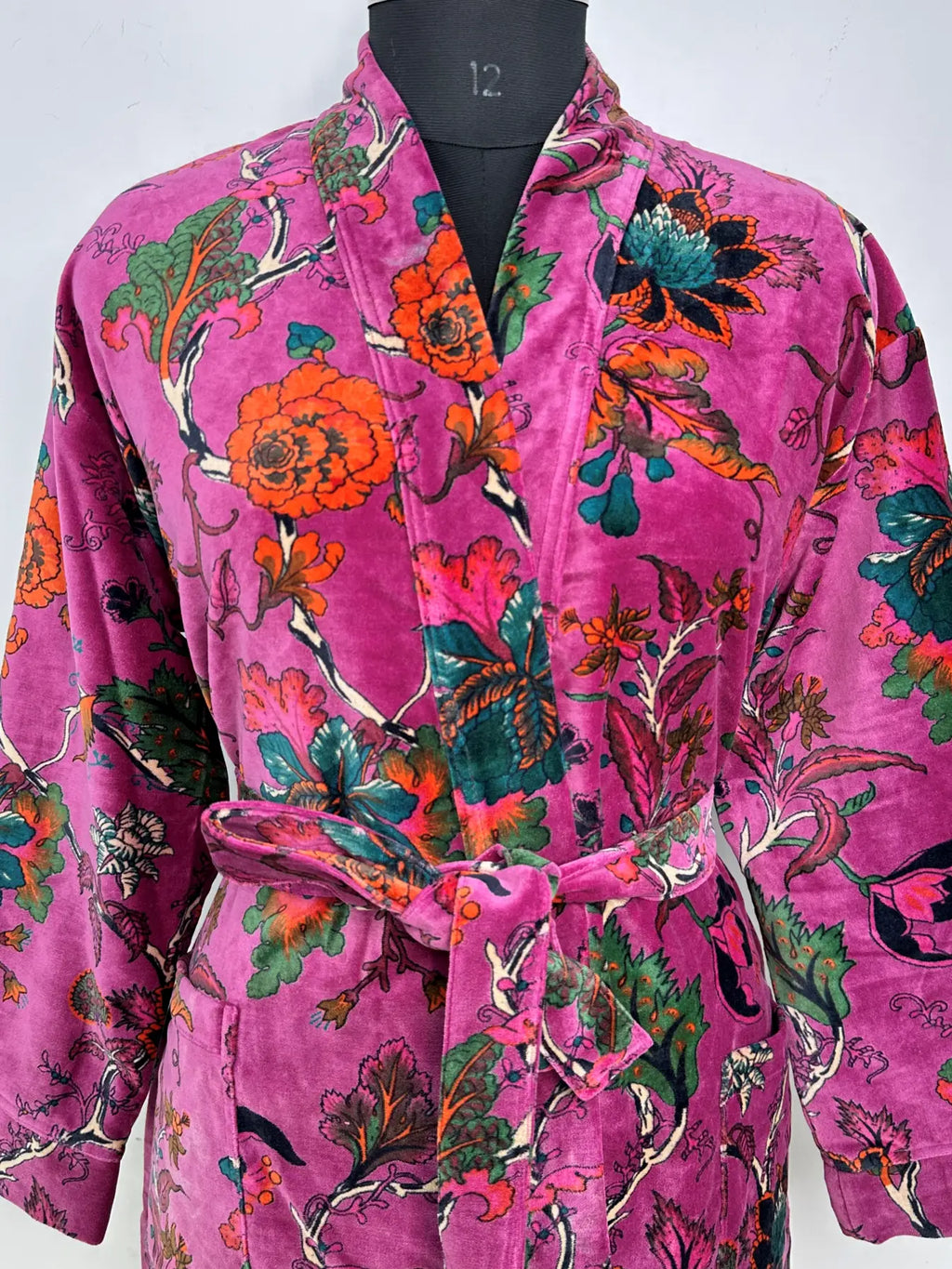 Womens Velvet Kimono Robe | Reversible with Lining Bridal Dressing Gown, Spa Gift for Her & Smoking Jacket for Her | Womens Boho Clothing