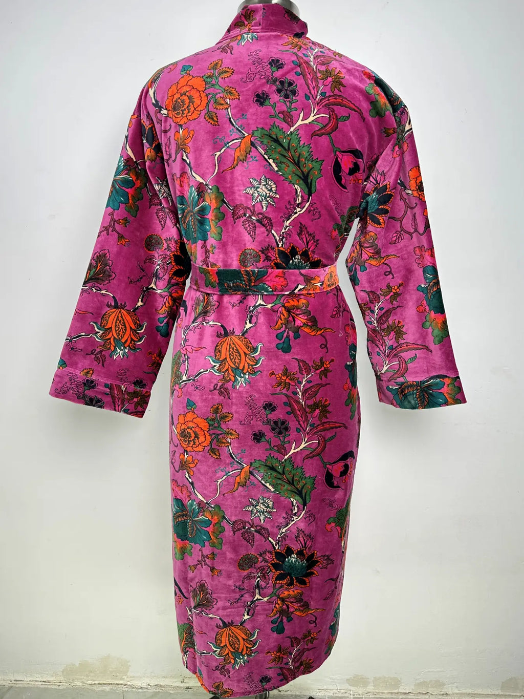 Womens Velvet Kimono Robe | Reversible with Lining Bridal Dressing Gown, Spa Gift for Her & Smoking Jacket for Her | Womens Boho Clothing