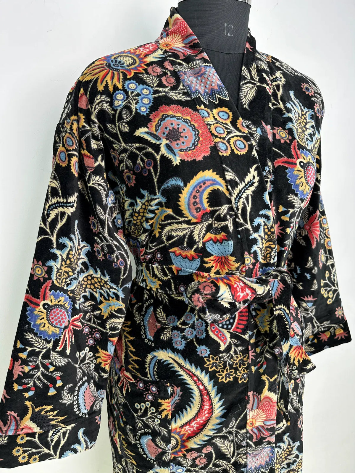 Velvet Womens Kimono Boho Robe | Luxury Bridal Reversible with Lining, Dressing Gown, Smoking Jacket for Her, Anniversary Gift For Her