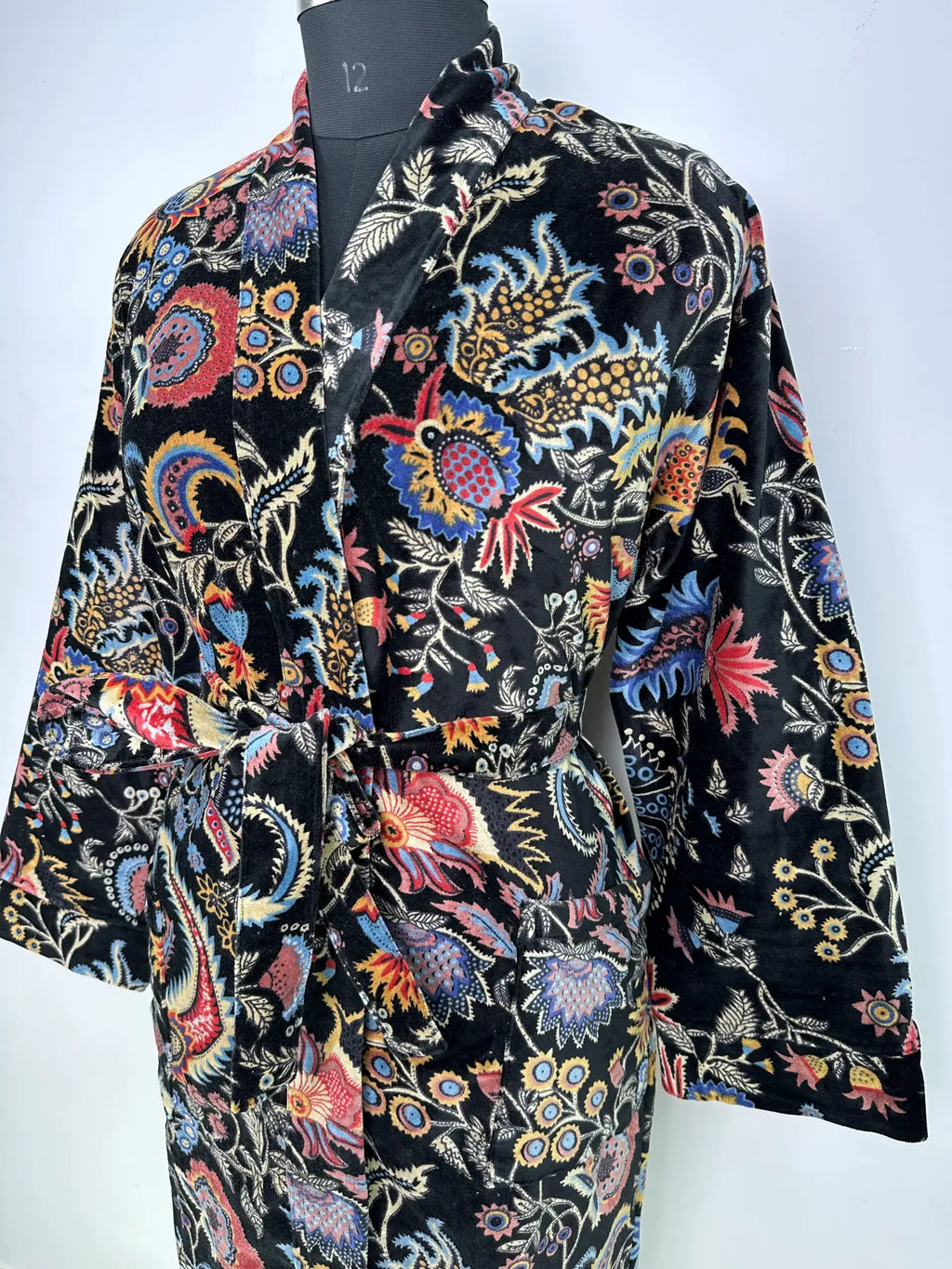 Velvet Womens Kimono Boho Robe | Luxury Bridal Reversible with Lining, Dressing Gown, Smoking Jacket for Her, Anniversary Gift For Her