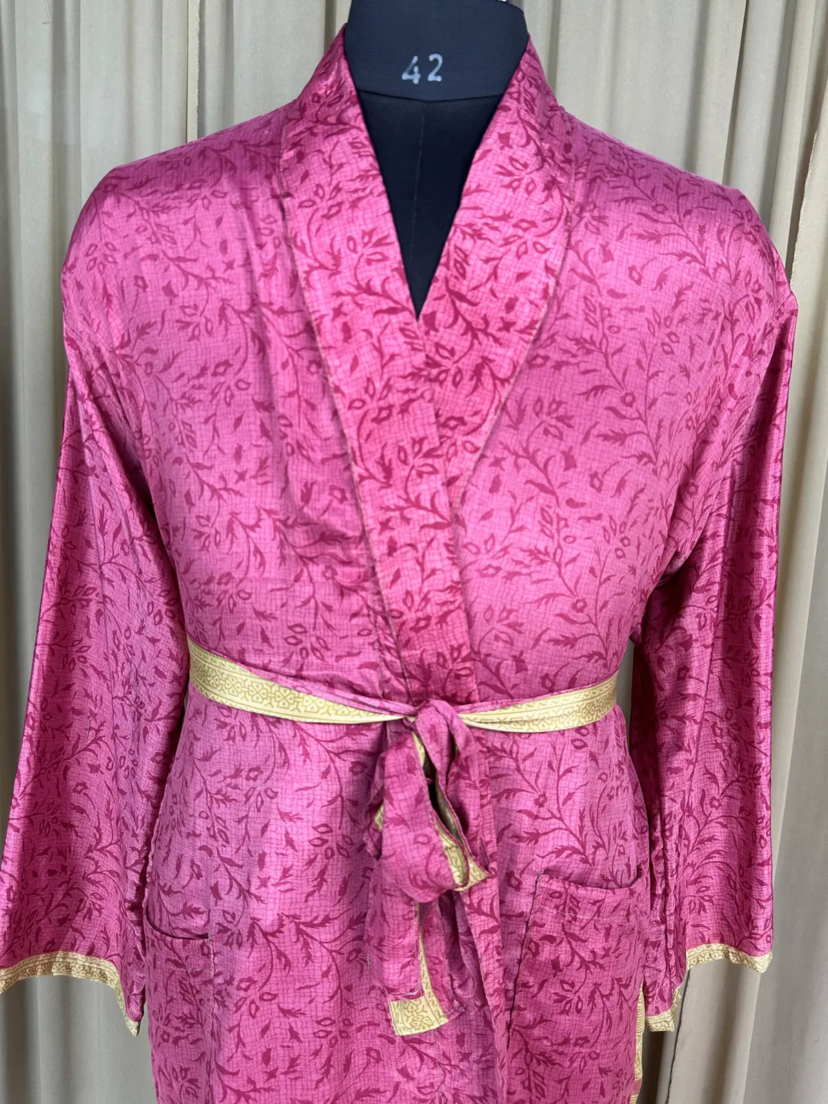 Silky Soft Menâ€™s Kimono Robe | Masculine Elegant Classic Sustainable Vintage House Robe gift, Timeless Comfy Lounge Beach Wear Pink Floral