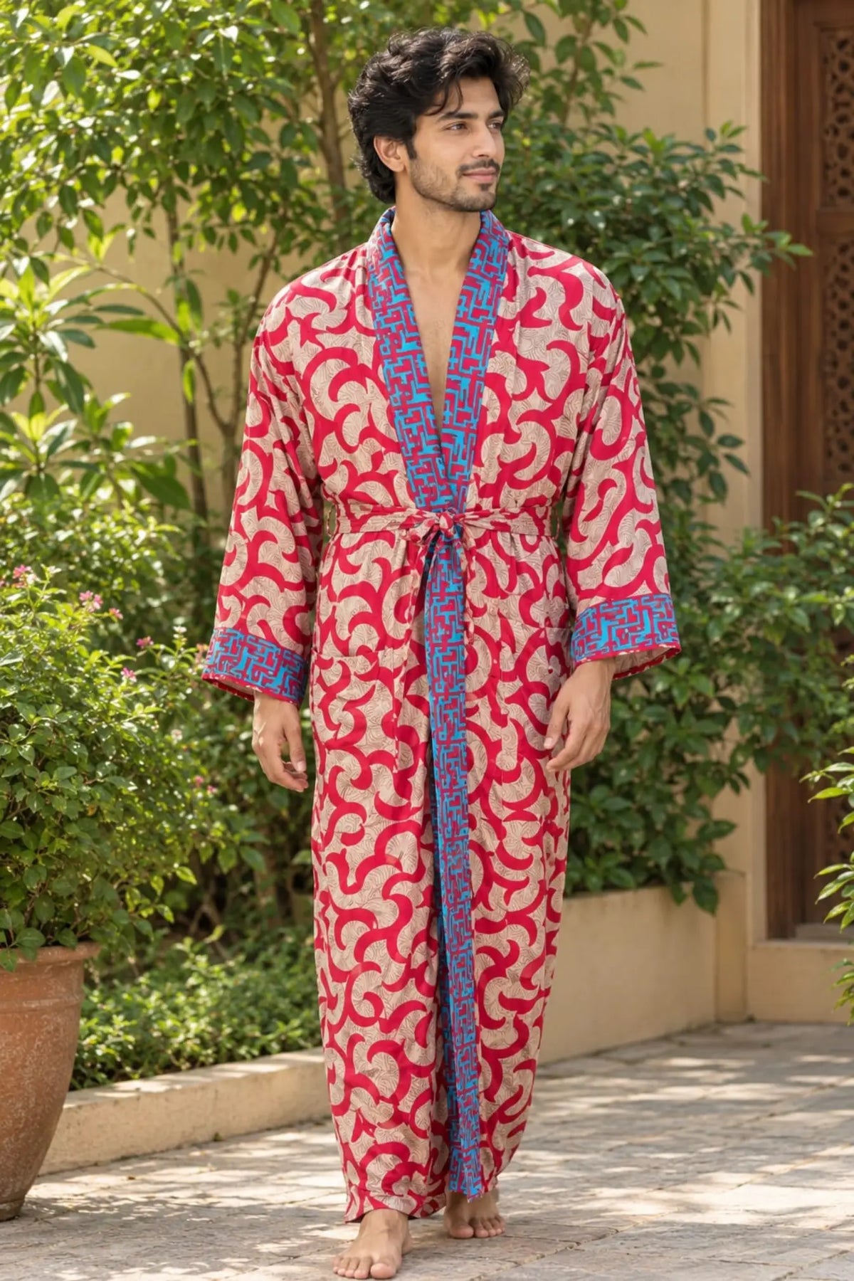 Silky Soft Mens Kimono Robe | Masculine Elegant Classic Sustainable Vintage House Robe gift, Timeless Comfy Lounge Beach Cover Up, Nightwear