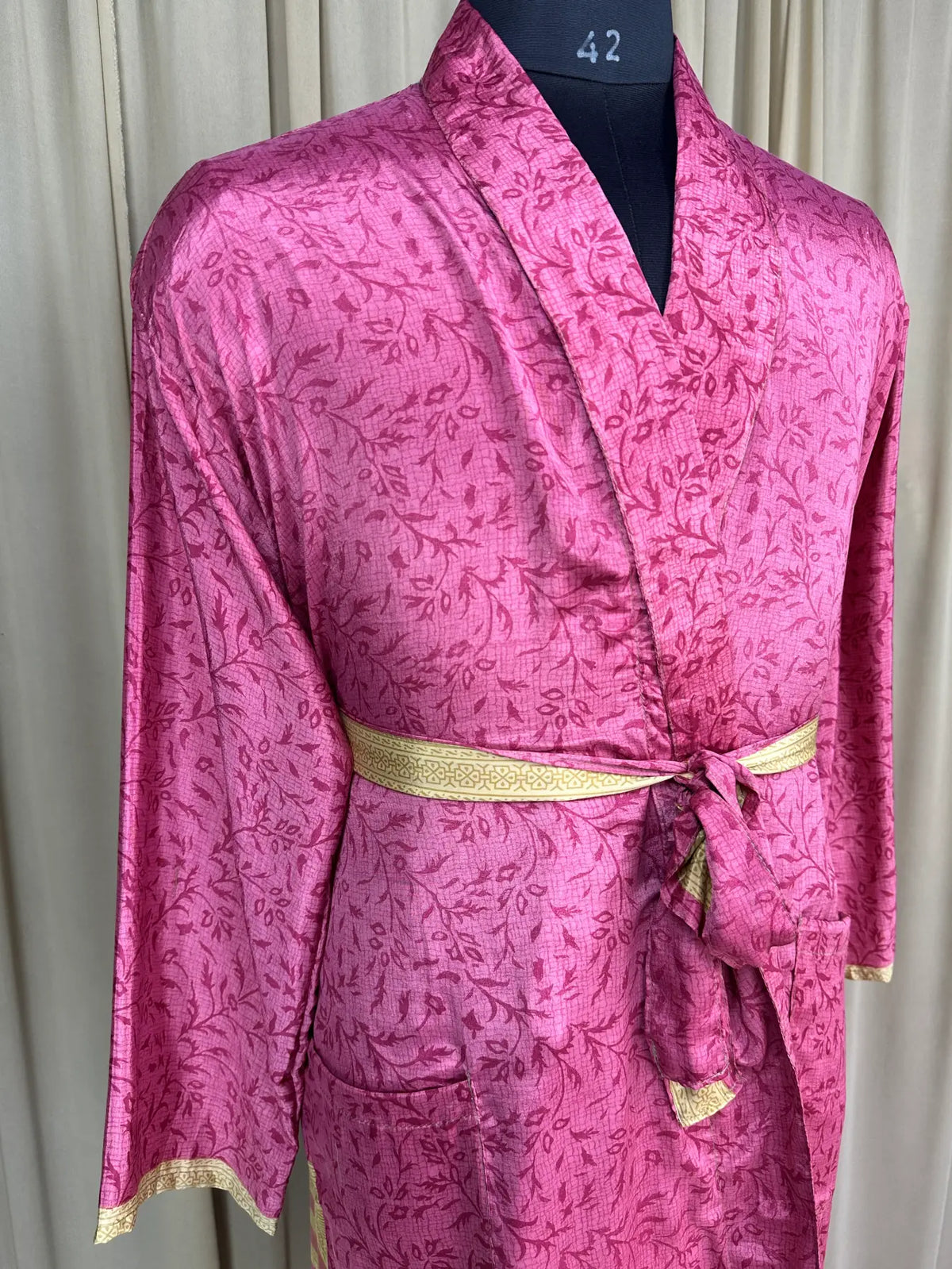 Silky Soft Menâ€™s Kimono Robe | Masculine Elegant Classic Sustainable Vintage House Robe gift, Timeless Comfy Lounge Beach Wear Pink Floral