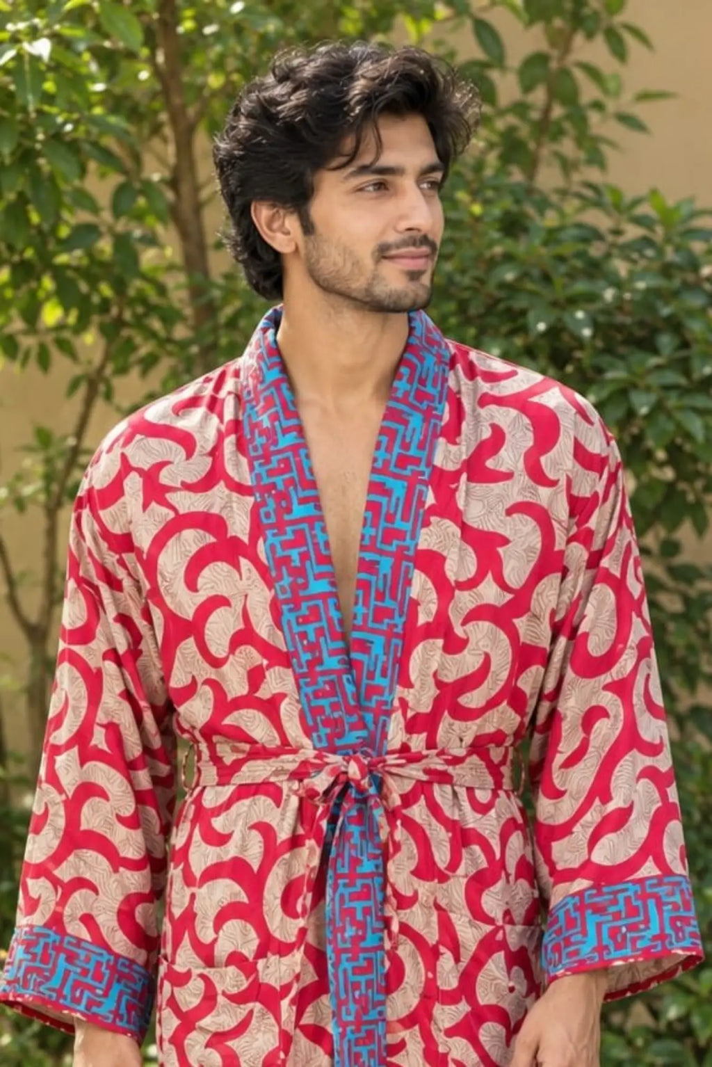 Silky Soft Mens Kimono Robe | Masculine Elegant Classic Sustainable Vintage House Robe gift, Timeless Comfy Lounge Beach Cover Up, Nightwear