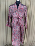 Men's Silky Kimono Robe in pink paisley