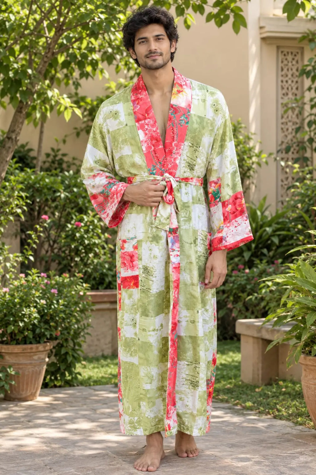 Silky Soft Mens Kimono Robe | Masculine Elegant Classic Sustainable Vintage House Robe gift, Timeless Comfy Lounge Beach Cover Up, Nightwear