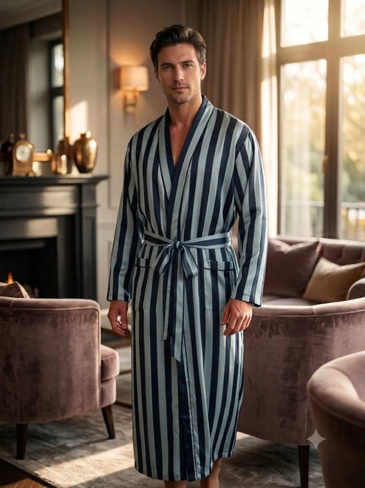 Men's Silky Soft Robe Kimono | Loungewear Houserobe, Zen Spa Bathrobe, Blue Green Yellow White Dressing Gown, Valentine Day Gift For Him