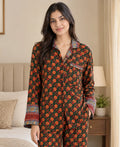 Women's Silk Blend Pajama Set, Recycled Sari Loungewear, Handmade Relaxation Gift, Birthday Gift for Her, Short Sleeve Top, Side Pockets