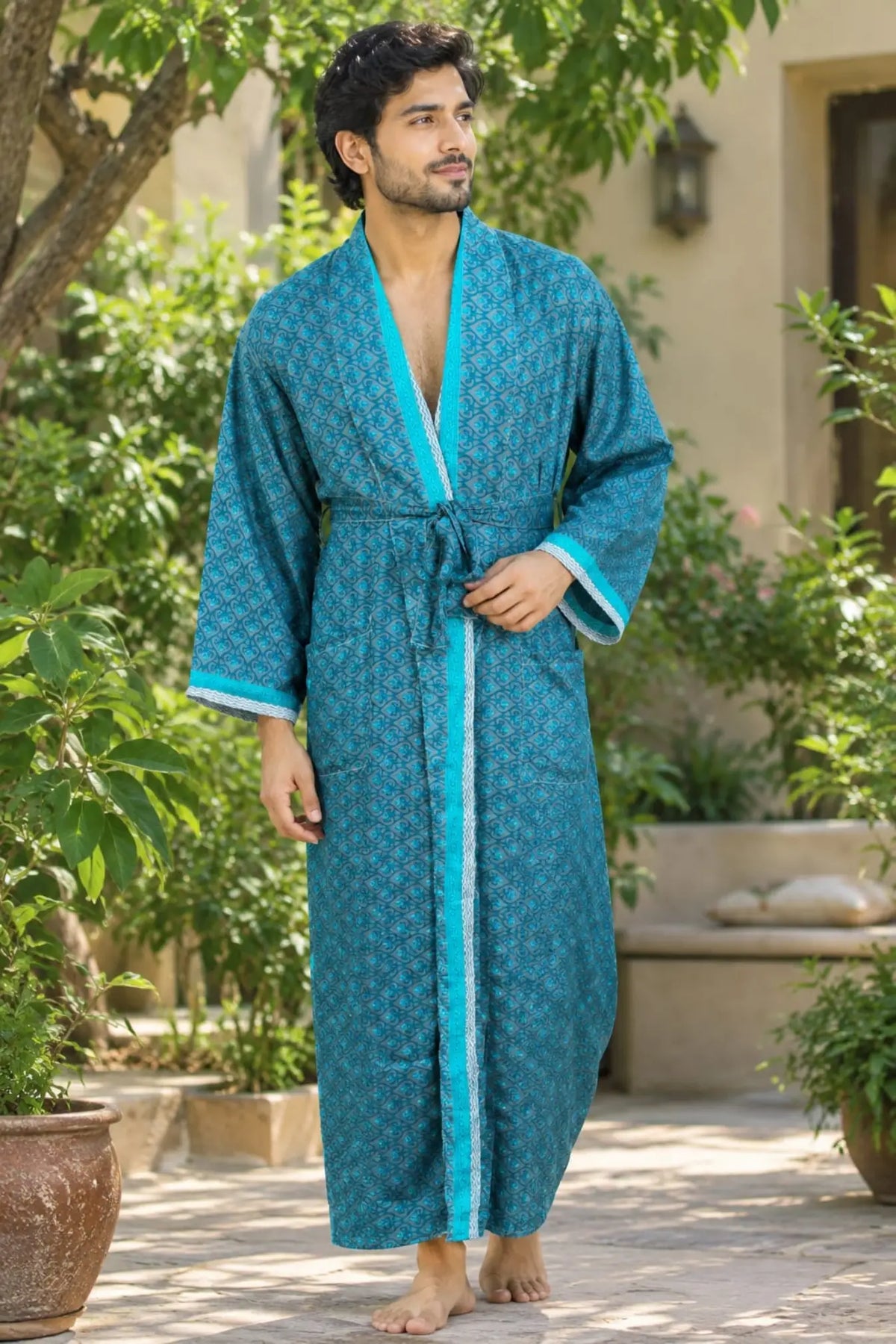 Silky Soft Mens Kimono Robe | Masculine Elegant Classic Sustainable Vintage House Robe gift, Timeless Comfy Lounge Beach Cover Up, Nightwear