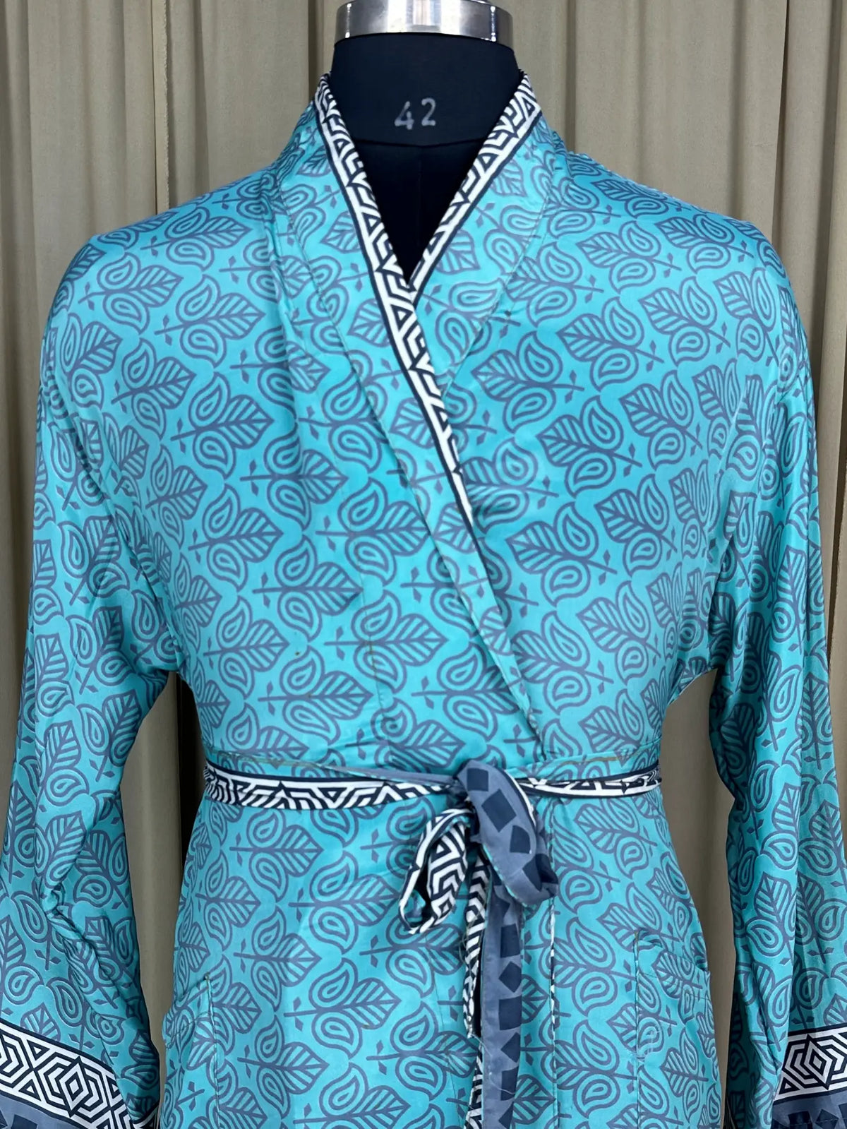 Silky Soft Menâ€™s Kimono Robe | Masculine Elegant Classic Sustainable Vintage House Robe gift, Timeless Comfy Lounge Beach Wear Blue Floral