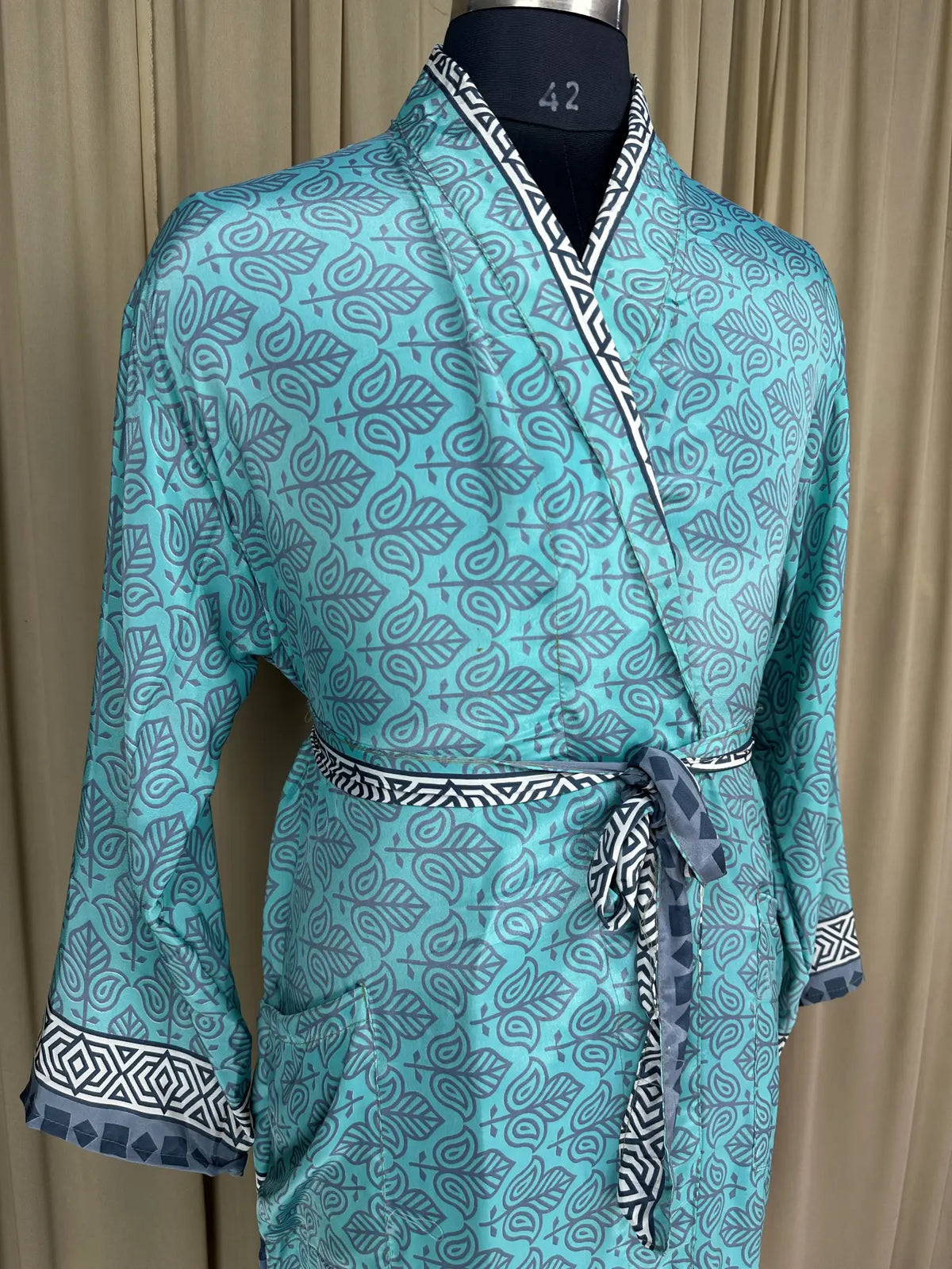Silky Soft Menâ€™s Kimono Robe | Masculine Elegant Classic Sustainable Vintage House Robe gift, Timeless Comfy Lounge Beach Wear Blue Floral