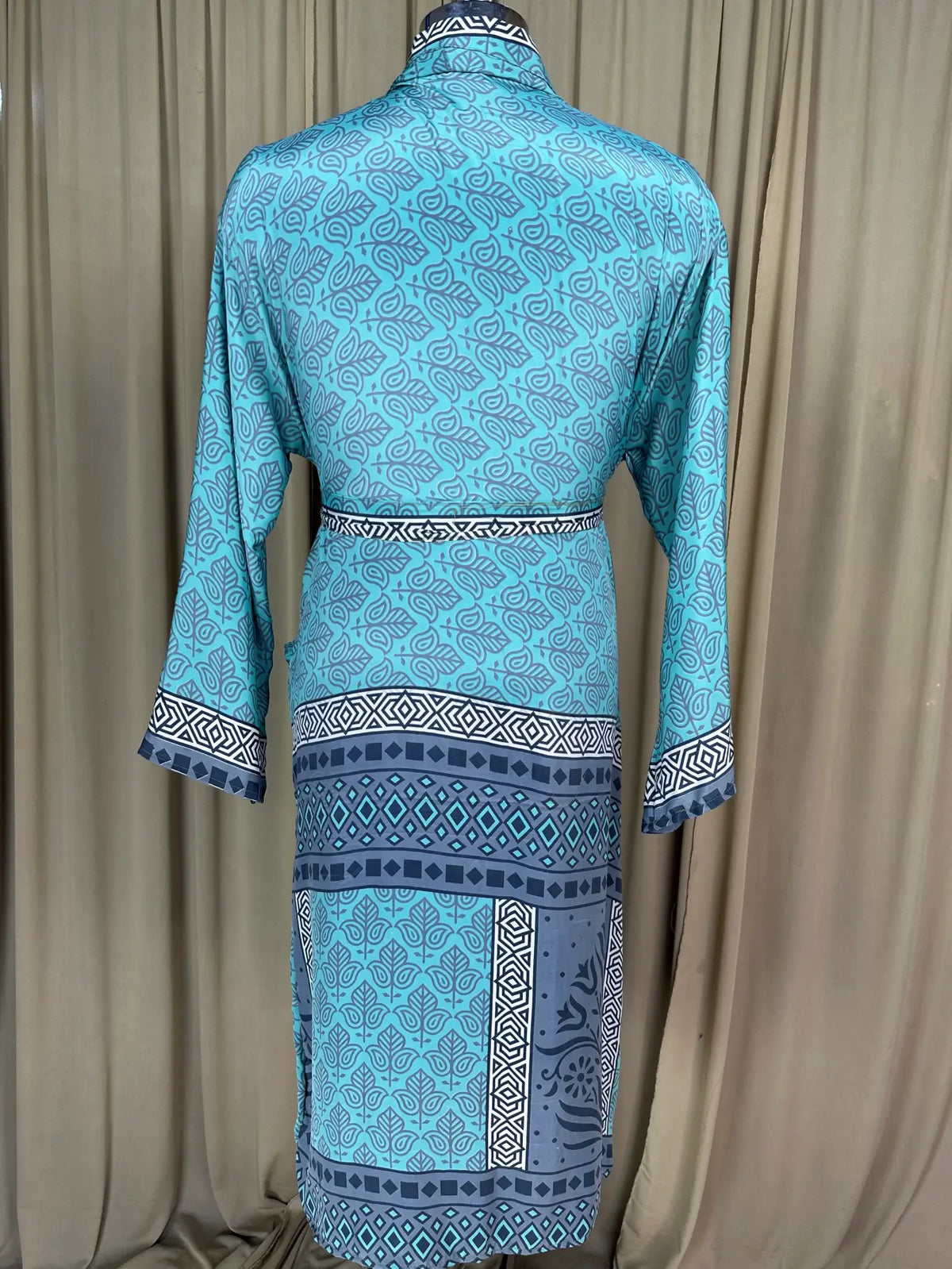 Silky Soft Menâ€™s Kimono Robe | Masculine Elegant Classic Sustainable Vintage House Robe gift, Timeless Comfy Lounge Beach Wear Blue Floral