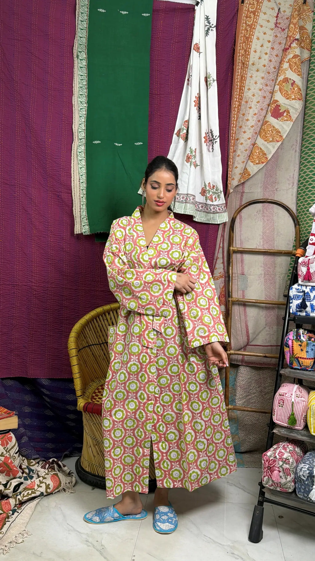 Cotton Kimono Robe | Handblock Printed Summer House Robe, Dressing Gown, Boho Beach Coverup, Womens clothing Bridesmaid dress, Gift For Her