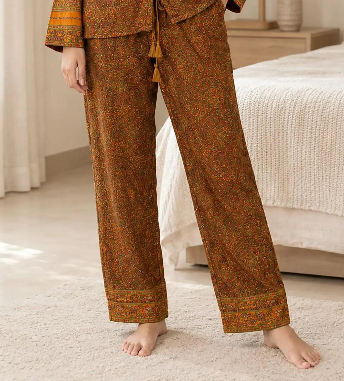 Recycled Sari Silk Blend Nightsuit, Short Sleeve Pajama Set with Side Pockets, Handmade Boho Sleepwear, Relaxed Fit, Gift for Her