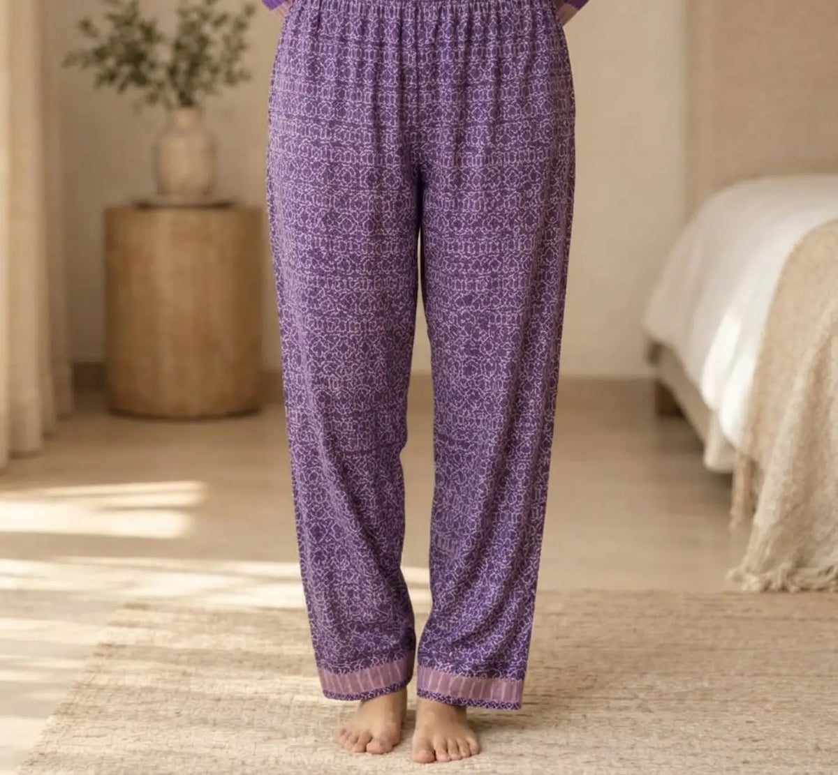 Women's Recycled Silk Sari Pajama Set, Handmade Family Pajamas, Colorful Sleepwear, Short Sleeve Top, Drawstring Pants, Holiday Gift for Mom