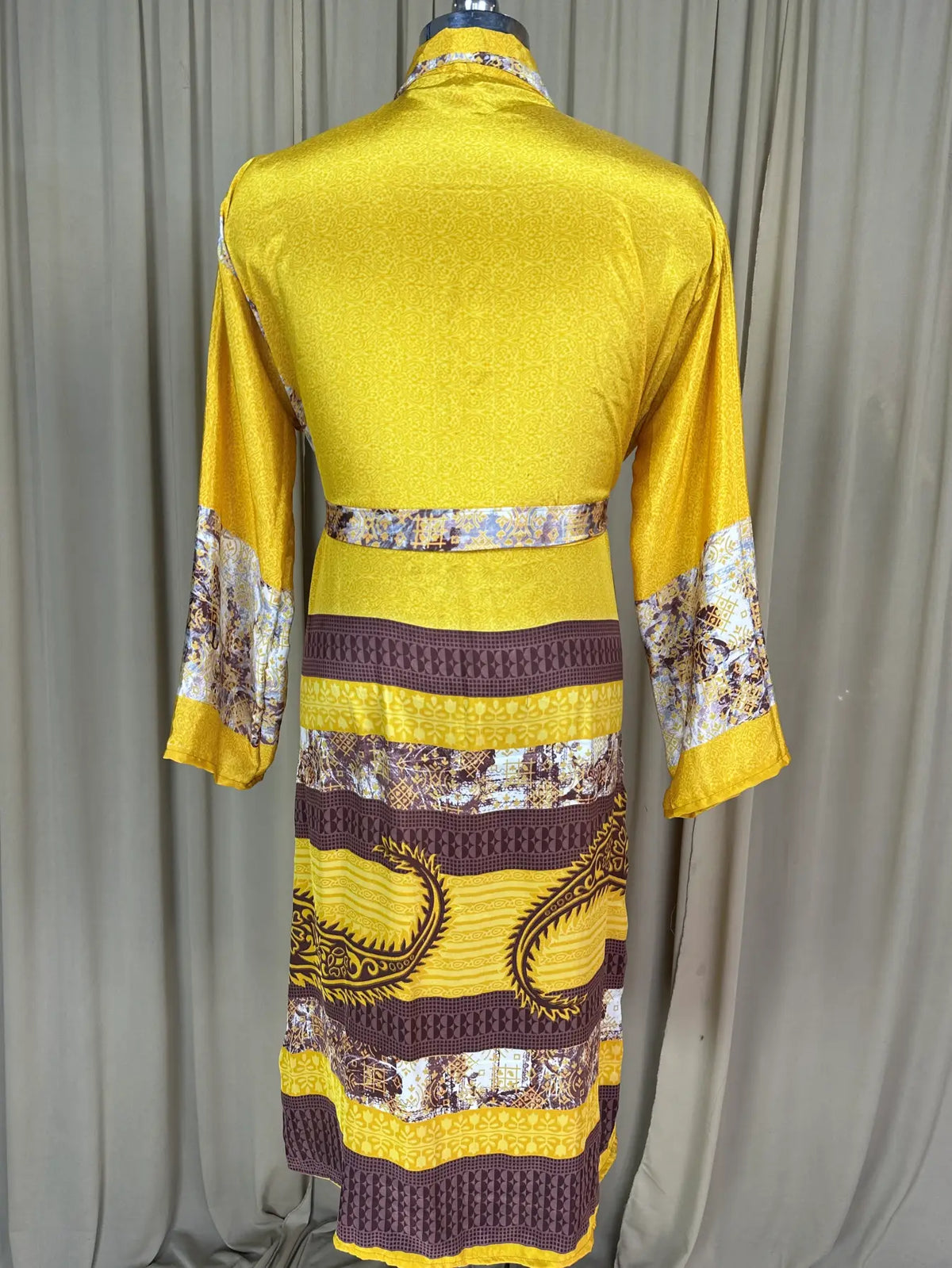 Silky Soft Menâ€™s Kimono Robe | Masculine Elegant Classic Sustainable Vintage House Robe gift, Timeless Comfy Lounge Beach Wear Yellow Floral
