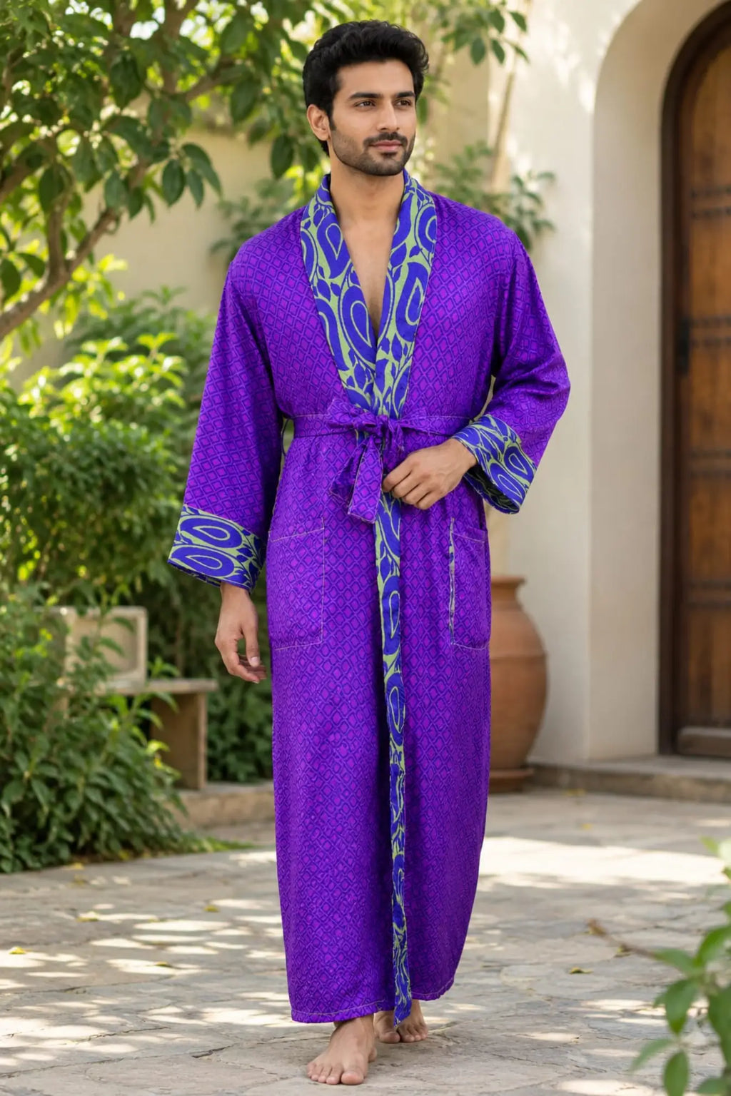 Silky Soft Mens Kimono Robe | Masculine Elegant Classic Sustainable Vintage House Robe gift, Timeless Comfy Lounge Beach Cover Up, Nightwear
