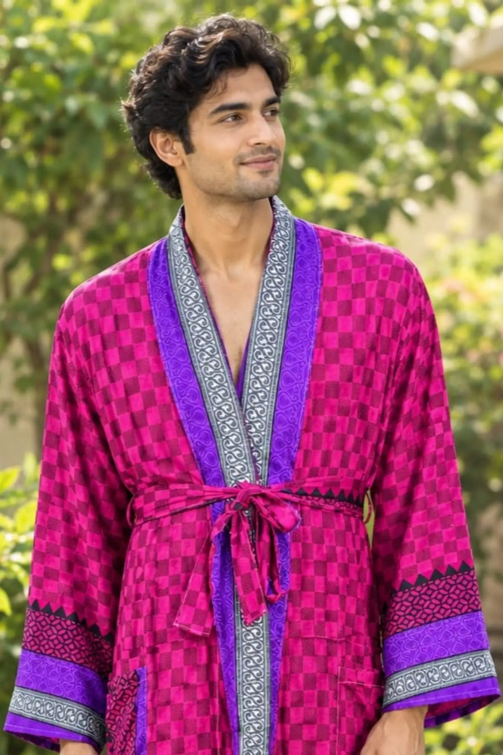 Silky Soft Mens Kimono Robe | Masculine Elegant Classic Sustainable Vintage House Robe gift, Timeless Comfy Lounge Beach Cover Up, Nightwear
