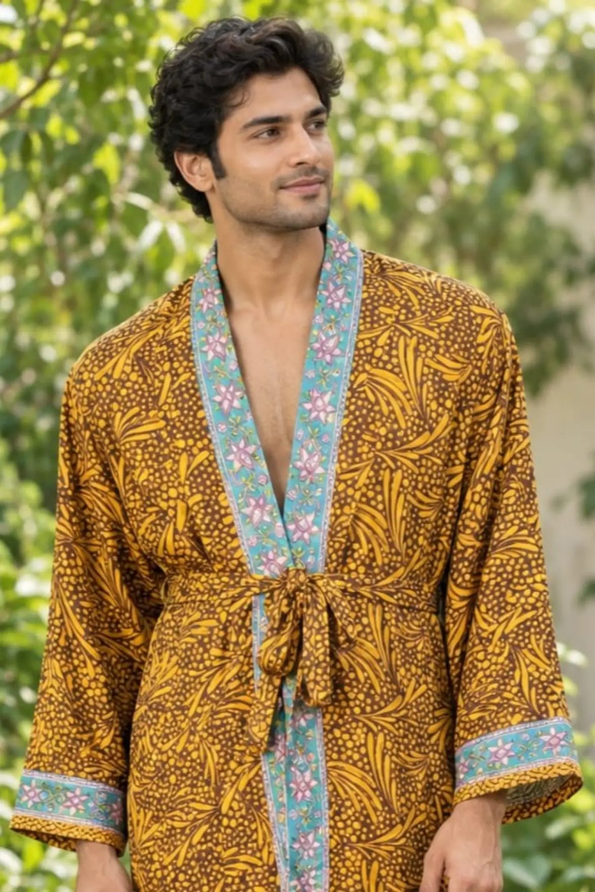 Silky Soft Mens Kimono Robe | Masculine Elegant Classic Sustainable Vintage House Robe gift, Timeless Comfy Lounge Beach Cover Up, Nightwear