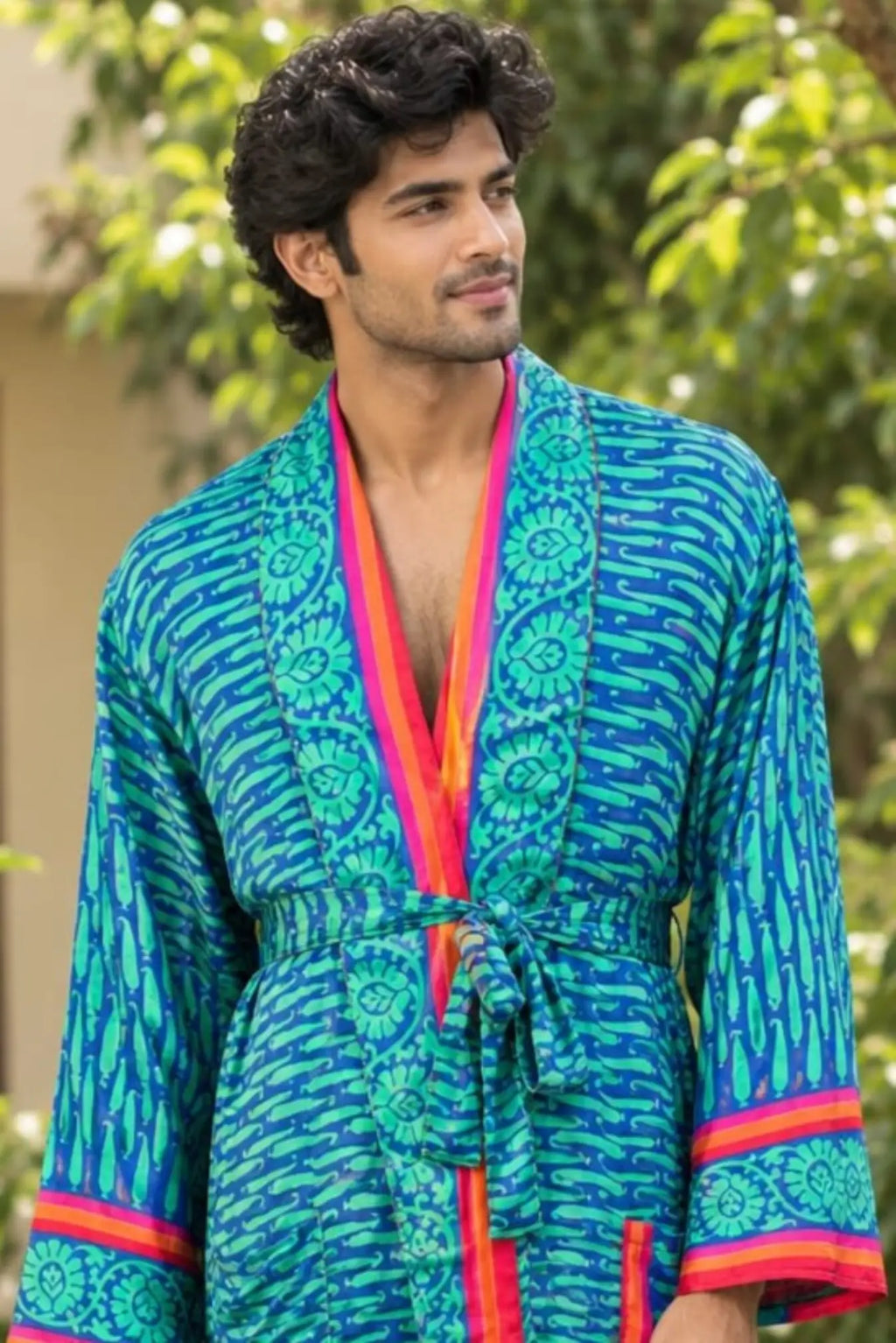 Silky Soft Mens Kimono Robe | Masculine Elegant Classic Sustainable Vintage House Robe gift, Timeless Comfy Lounge Beach Cover Up, Nightwear