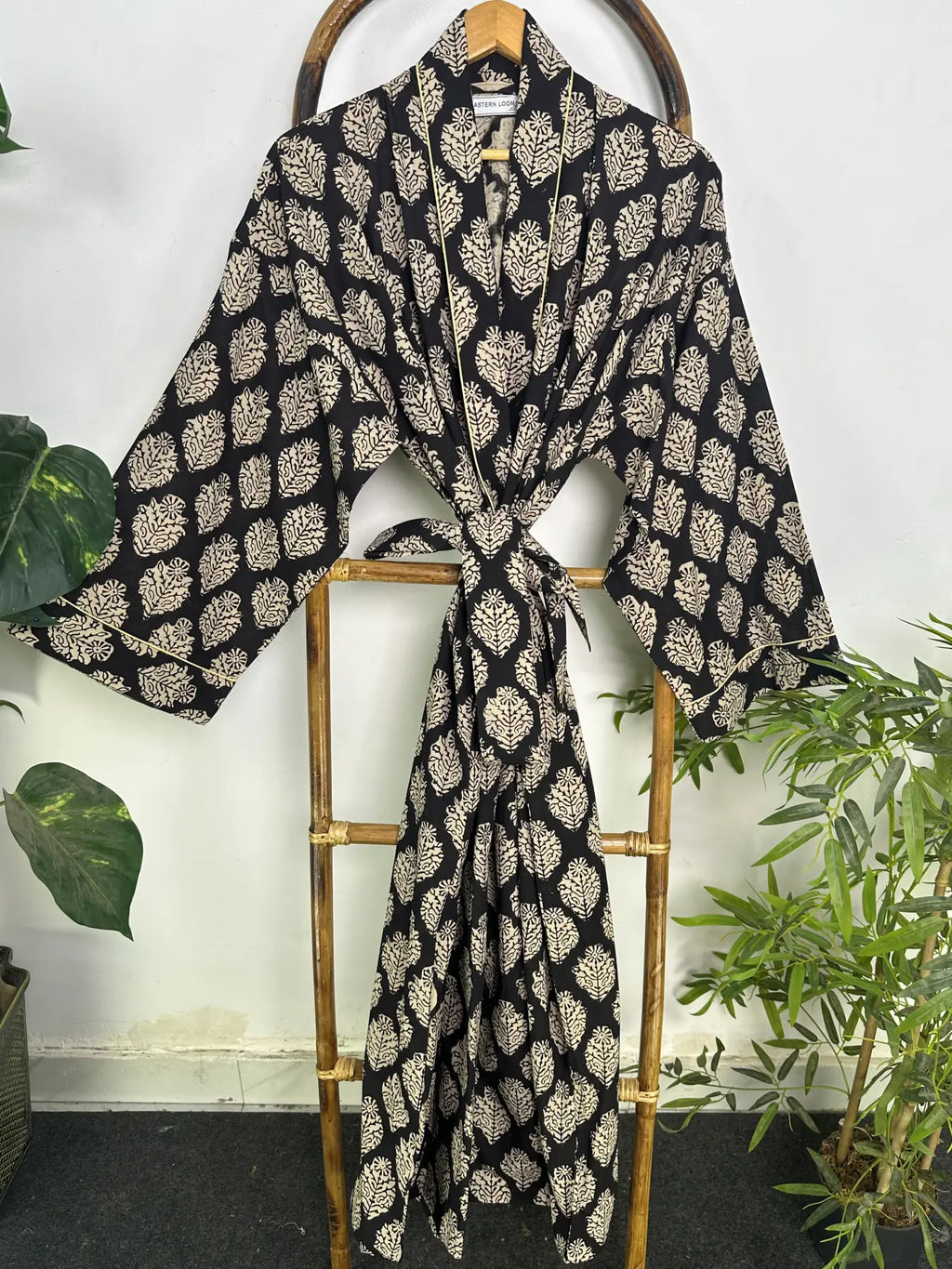 Mens Kimono Robe Cotton Handblock Dress, Indian Printed Man House Robe, Boho Beach Coverup Dressing Gown Lightweight Loungewear Gift For Him