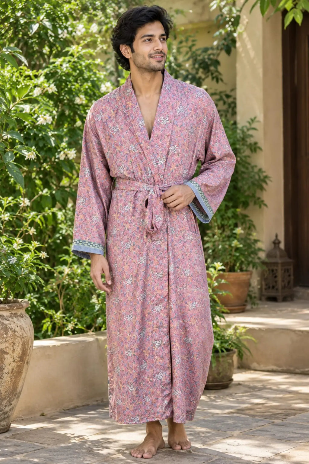 Silky Soft Mens Kimono Robe | Masculine Elegant Classic Sustainable Vintage House Robe gift, Timeless Comfy Lounge Beach Cover Up, Nightwear